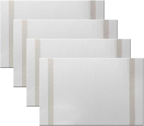 PIGCHCY Placemats,Washable Vinyl Woven Table Mats,Elegant Durable Placemats for Dining Table Set of 4 (18 x 12 inches, Pure Black) in Saudi Arabia