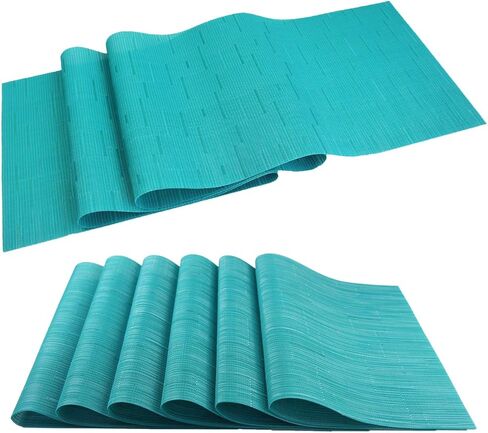 PIGCHCY Placemats,Washable Vinyl Woven Table Mats,Elegant Durable Placemats for Dining Table Set of 4 (18 x 12 inches, Pure Black) in Saudi Arabia