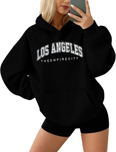 MOUSYA City Graphic Hoodies for Women Oversized New York Hoodie Y2k Streetwear Pullover Fall Winter Long Sleeve Tops 2026 in Saudi Arabia