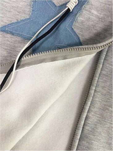MakeMeChic Women's Star Print Hoodies Drawstring Long Sleeve Zip Up Fall Y2K Sweatshirt in Saudi Arabia