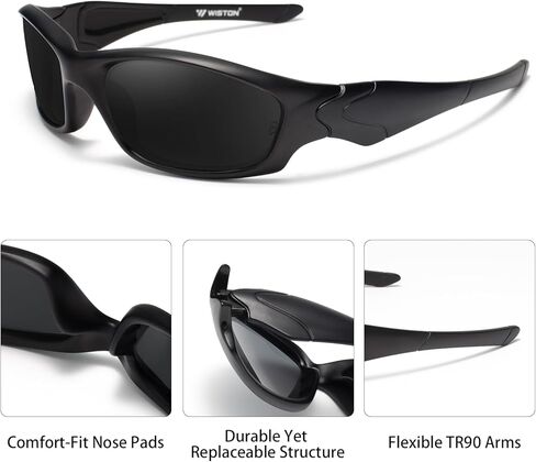 WISTON Z87 Sunglasses for Men Wrap Around Sport Safety Glasses UV400 Impact Resistant Eyewear for Driving Cycling W8702 in Saudi Arabia