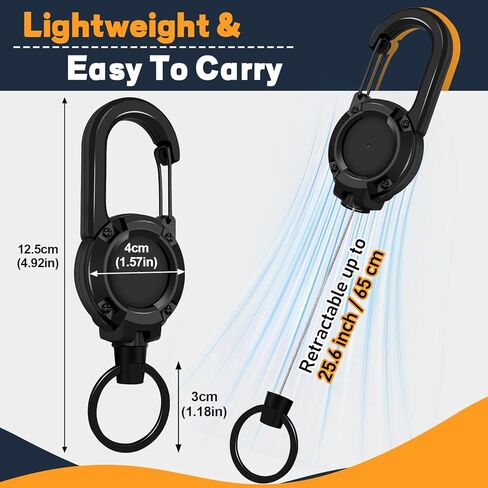 Set of 3 Heavy-duty Retractable Keychains with Retractable Reels, Multifunctional Tool Carabiner Keychains. in Saudi Arabia