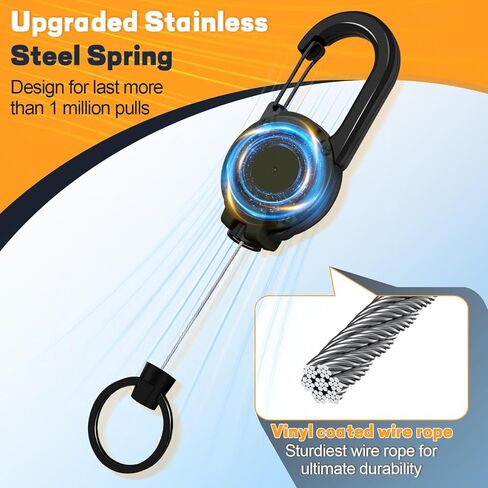 Set of 3 Heavy-duty Retractable Keychains with Retractable Reels, Multifunctional Tool Carabiner Keychains. in Saudi Arabia