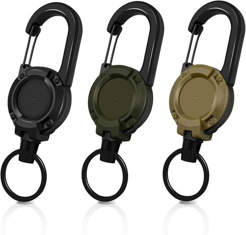 Set of 3 Heavy-duty Retractable Keychains with Retractable Reels, Multifunctional Tool Carabiner Keychains. in Saudi Arabia