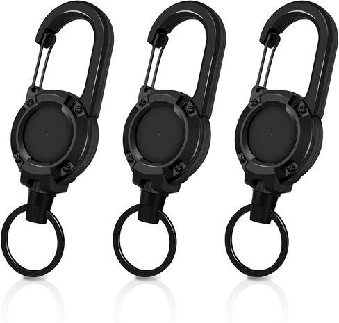 Set of 3 Heavy-duty Retractable Keychains with Retractable Reels, Multifunctional Tool Carabiner Keychains. in Saudi Arabia