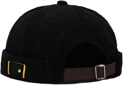 Docker Cap Street Wear Vintage Corduroy Skullcap Casual Brimless Beanie Hat Spring Autumn(Black) in Saudi Arabia