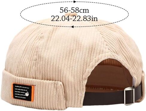 Docker Cap Street Wear Vintage Corduroy Skullcap Casual Brimless Beanie Hat Spring Autumn(Black) in Saudi Arabia