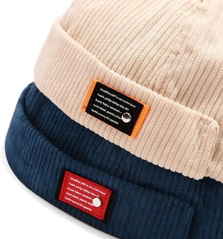 Docker Cap Street Wear Vintage Corduroy Skullcap Casual Brimless Beanie Hat Spring Autumn(Black) in Saudi Arabia