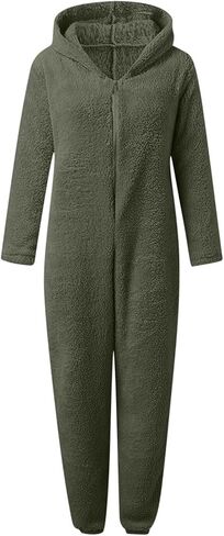 Women's Onesie Pajamas Sherpa Fleece One Piece Romper Zipper Cute Hooded Jumpsuit Pajama Loungewear with Pockets in Saudi Arabia