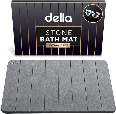 della Premium Stone Bath Mat - Luxurious Quick Drying Diatomite Bathstone for Bathroom Floor - Modern Super Absorbent Diatomaceous Earth Shower Mat, Water Absorbent Bathmat ([Extra-Large] Stripes) in Saudi Arabia