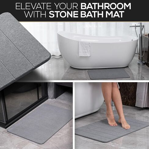 della Premium Stone Bath Mat - Luxurious Quick Drying Diatomite Bathstone for Bathroom Floor - Modern Super Absorbent Diatomaceous Earth Shower Mat, Water Absorbent Bathmat ([Extra-Large] Stripes) in Saudi Arabia