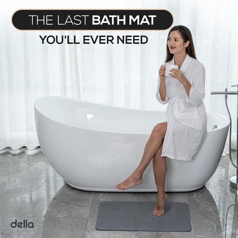 della Premium Stone Bath Mat - Luxurious Quick Drying Diatomite Bathstone for Bathroom Floor - Modern Super Absorbent Diatomaceous Earth Shower Mat, Water Absorbent Bathmat ([Extra-Large] Stripes) in Saudi Arabia