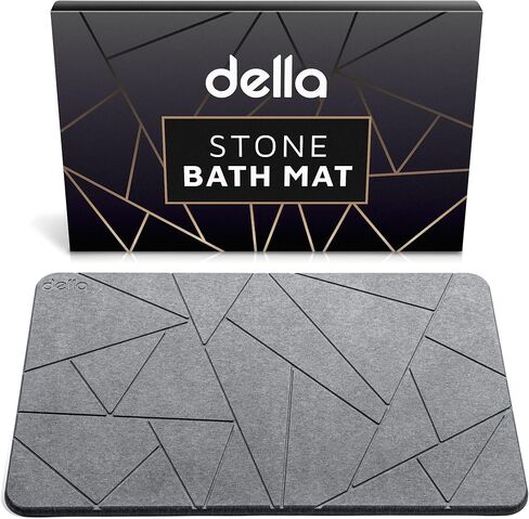 della Premium Stone Bath Mat - Luxurious Quick Drying Diatomite Bathstone for Bathroom Floor - Modern Super Absorbent Diatomaceous Earth Shower Mat, Water Absorbent Bathmat ([Extra-Large] Stripes) in Saudi Arabia