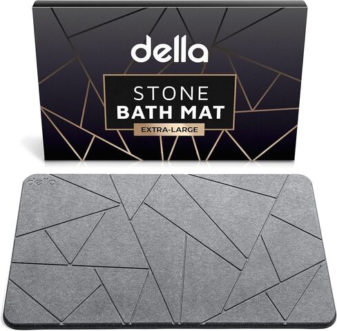 della Premium Stone Bath Mat - Luxurious Quick Drying Diatomite Bathstone for Bathroom Floor - Modern Super Absorbent Diatomaceous Earth Shower Mat, Water Absorbent Bathmat ([Extra-Large] Stripes) in Saudi Arabia