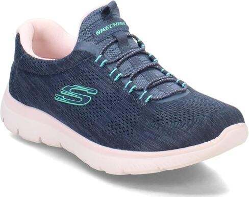 Skechers Women's Summits Fun Flare Sneaker, Navy/Multi=NVMT, 10.5 Wide in Saudi Arabia
