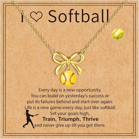 Kenailw Softball/Soccer/Volleyball/Basketball/Football/Tennis/Pickleball Necklace for Team Coach Player, Sports Lovers Accessories Jewelry Christmas Gifts 16+3 Inches in Saudi Arabia
