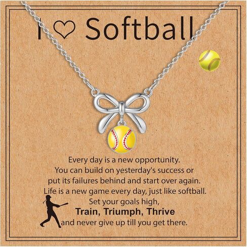 Kenailw Softball/Soccer/Volleyball/Basketball/Football/Tennis/Pickleball Necklace for Team Coach Player, Sports Lovers Accessories Jewelry Christmas Gifts 16+3 Inches in Saudi Arabia