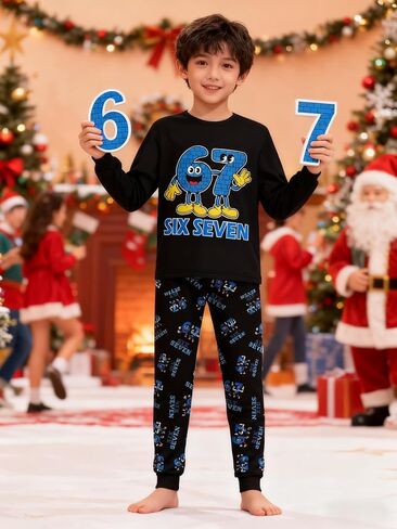 Boys Girls 67 Meme Shirts Pants Set Kids Teens Six Seven Home Casual Clothes Outfit Playwear 5-14Y in Saudi Arabia