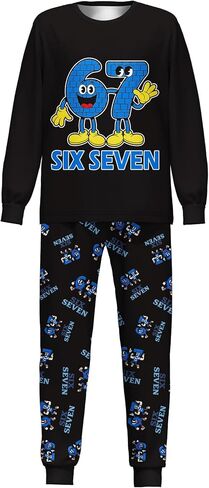 Boys Girls 67 Meme Shirts Pants Set Kids Teens Six Seven Home Casual Clothes Outfit Playwear 5-14Y in Kuwait