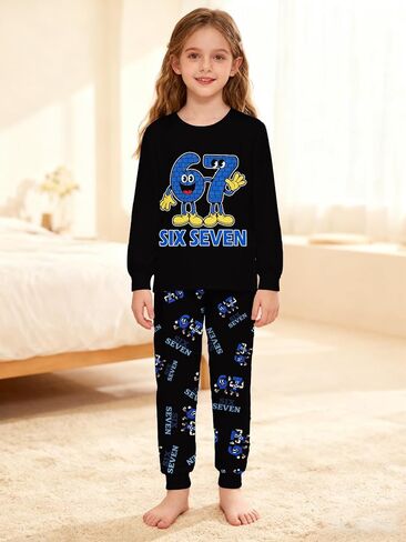 Boys Girls 67 Meme Shirts Pants Set Kids Teens Six Seven Home Casual Clothes Outfit Playwear 5-14Y in Saudi Arabia