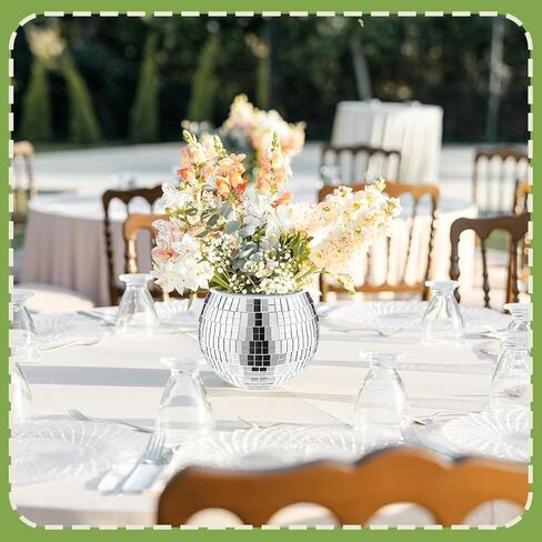 4 PCS Disco Ball Vase & Candle Holder, 5x6inches Mirrored Disco Ball Planter - Perfect Decoration for Living Room, Bedroom, Dining Table, Wedding, Party, Birthday in Saudi Arabia