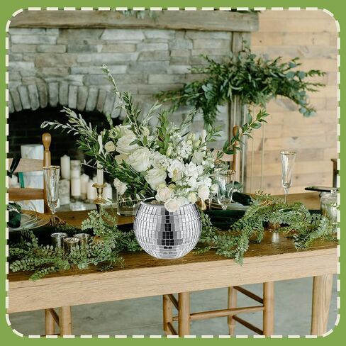 4 PCS Disco Ball Vase & Candle Holder, 5x6inches Mirrored Disco Ball Planter - Perfect Decoration for Living Room, Bedroom, Dining Table, Wedding, Party, Birthday in Saudi Arabia