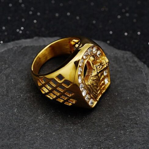 Lucky U-shape Horseshoe Ring for Men,Cubic Zirconia Horse Ring,Unique Cowboy Stainless Steel Gold Plated Ring Biker Vintage Simple Top Ring,Grunge Rocker Fashion Equestrian Jewelry in Saudi Arabia