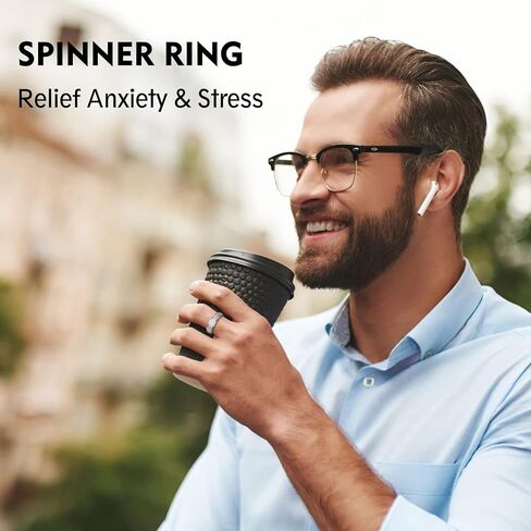 6MM Stainless Steel Glitter Spinner Ring - Fidget Anxiety Relief Ring, Stress-Free Wedding Band in Saudi Arabia