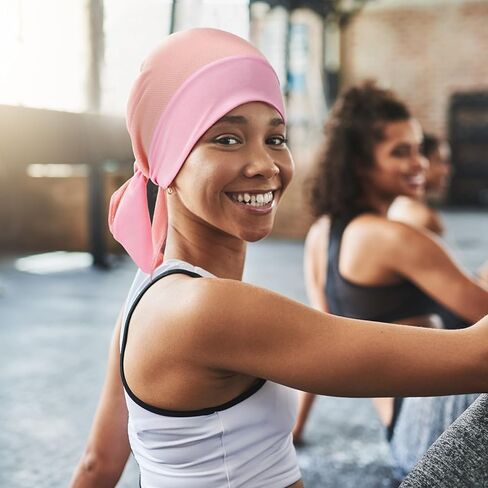 4 قطع من قبعة Durag الرياضية الشبكية من Mepase، لفافة شبكية عالية الامتصاص للنساء، شعر أسود لأي تمرين in Kuwait