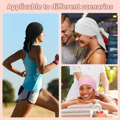 4 قطع من قبعة Durag الرياضية الشبكية من Mepase، لفافة شبكية عالية الامتصاص للنساء، شعر أسود لأي تمرين in Kuwait