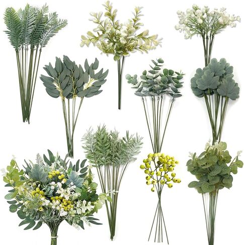 OrgMemory 78Pcs Faux Flowers, Artificial Greenery Stems, Greenery for Centerpieces for DIY Bridal Bouquets Wedding Floral Arrangement Table Centerpieces in Saudi Arabia