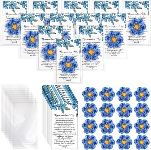 Giegxin 30 Sets Forget Me Not Gifts Bulk Crochet Flowers with Cards Remember Me Funeral Memorial Favor Loss of Loved One Celebration of Life Miscarriage Bereavement Grief Sympathy for Mother Women in Saudi Arabia