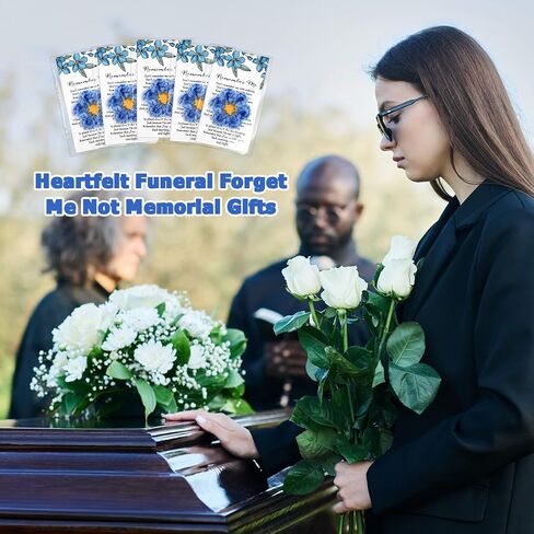 Giegxin 30 Sets Forget Me Not Gifts Bulk Crochet Flowers with Cards Remember Me Funeral Memorial Favor Loss of Loved One Celebration of Life Miscarriage Bereavement Grief Sympathy for Mother Women in Saudi Arabia