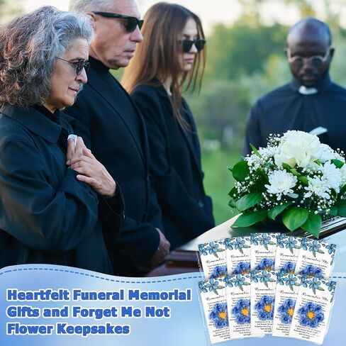 Giegxin 30 Sets Forget Me Not Gifts Bulk Crochet Flowers with Cards Remember Me Funeral Memorial Favor Loss of Loved One Celebration of Life Miscarriage Bereavement Grief Sympathy for Mother Women in Saudi Arabia