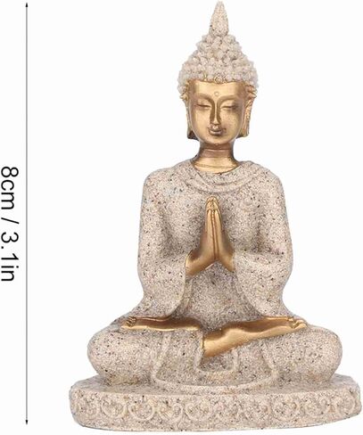 Seated Buddha Statue Carving Figurine Craft Art Buddha Statue for Home Decoration for Relaxation and Meditation, Made of Sandstone and Resin Patio Deck Porch Yard Art(A Gold) in Saudi Arabia