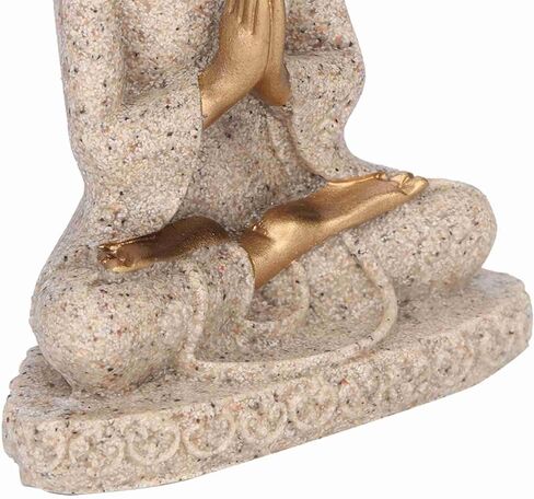 Seated Buddha Statue Carving Figurine Craft Art Buddha Statue for Home Decoration for Relaxation and Meditation, Made of Sandstone and Resin Patio Deck Porch Yard Art(A Gold) in Saudi Arabia