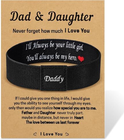 Nanafast To Daddy Bracelet from Daughter Stretch Elastic Wristband Black Bracelets for Dad Personalized Jewelry with Message Card for Father in Kuwait
