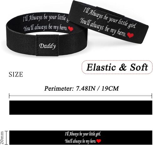 Nanafast To Daddy Bracelet from Daughter Stretch Elastic Wristband Black Bracelets for Dad Personalized Jewelry with Message Card for Father in Kuwait