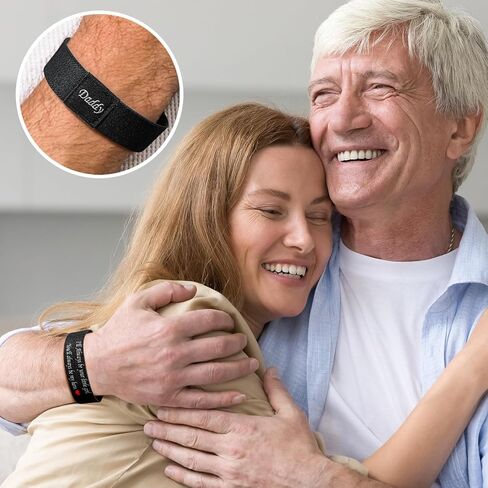 Nanafast To Daddy Bracelet from Daughter Stretch Elastic Wristband Black Bracelets for Dad Personalized Jewelry with Message Card for Father in Kuwait