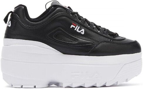 أحذية Fila النسائية Disruptor II Wedge، حذاء مكتنز، كعب 3.5 بوصة، منصة 2.5 بوصة (أبيض/فلين، 8.5، ويدج) in Saudi Arabia