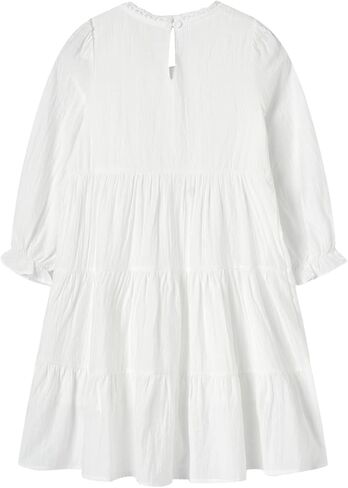 Mud Kingdom Girls Maxi Dress Long Sleeve Flounce Ruffle Casual Loose Fit Dresses White in Saudi Arabia