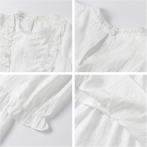 Mud Kingdom Girls Maxi Dress Long Sleeve Flounce Ruffle Casual Loose Fit Dresses White in Saudi Arabia