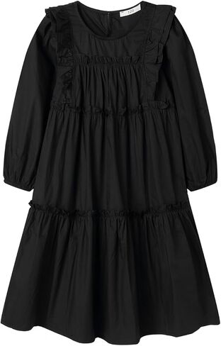 Mud Kingdom Girls Maxi Dress Long Sleeve Flounce Ruffle Casual Loose Fit Dresses White in Saudi Arabia