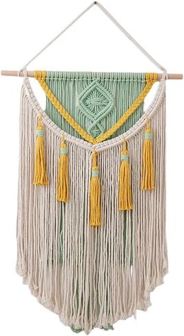 BMIDRUT Macrame جدار معلق بوهو ديكور منزلي مصنوع يدويًا من نسيج Macrame نسيج منسوج لتزيين غرفة النوم وغرفة المعيشة والشقة والمعرض 18 × 28 بوصة (أ) in Kuwait