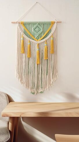BMIDRUT Macrame جدار معلق بوهو ديكور منزلي مصنوع يدويًا من نسيج Macrame نسيج منسوج لتزيين غرفة النوم وغرفة المعيشة والشقة والمعرض 18 × 28 بوصة (أ) in Kuwait