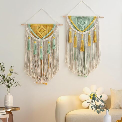 BMIDRUT Macrame جدار معلق بوهو ديكور منزلي مصنوع يدويًا من نسيج Macrame نسيج منسوج لتزيين غرفة النوم وغرفة المعيشة والشقة والمعرض 18 × 28 بوصة (أ) in Kuwait