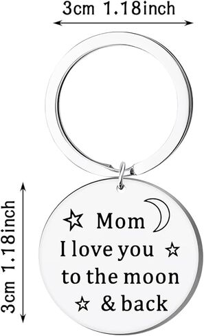 Keychain,Mom I Love You to Moon & Back,Mother's Day Gifts from Son Daughter Keyring Key Tags for Mommy Mama Women Jewelry for Christmas Presents Birthday Valentines New Year in Saudi Arabia