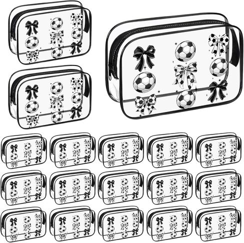 Sunnymove 18 Pcs Basketball Clear Makeup Bags 7 x 4.7 x 2.4 Inch Basketball Goodie Gift Bags Waterproof PVC Cosmetic Pouch with Zipper Portable Travel Pouch Organizer for Team Gift & Sport Party Favor in Saudi Arabia