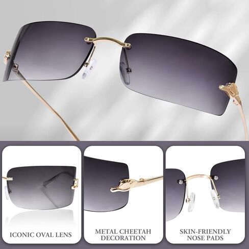 OPTOFENDY Y2K Sunglasses for Women, Rimless Retro Metal Sun Glasses UV400 Protection, OP2513 in Saudi Arabia