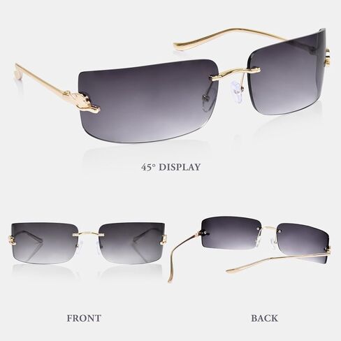 OPTOFENDY Y2K Sunglasses for Women, Rimless Retro Metal Sun Glasses UV400 Protection, OP2513 in Saudi Arabia